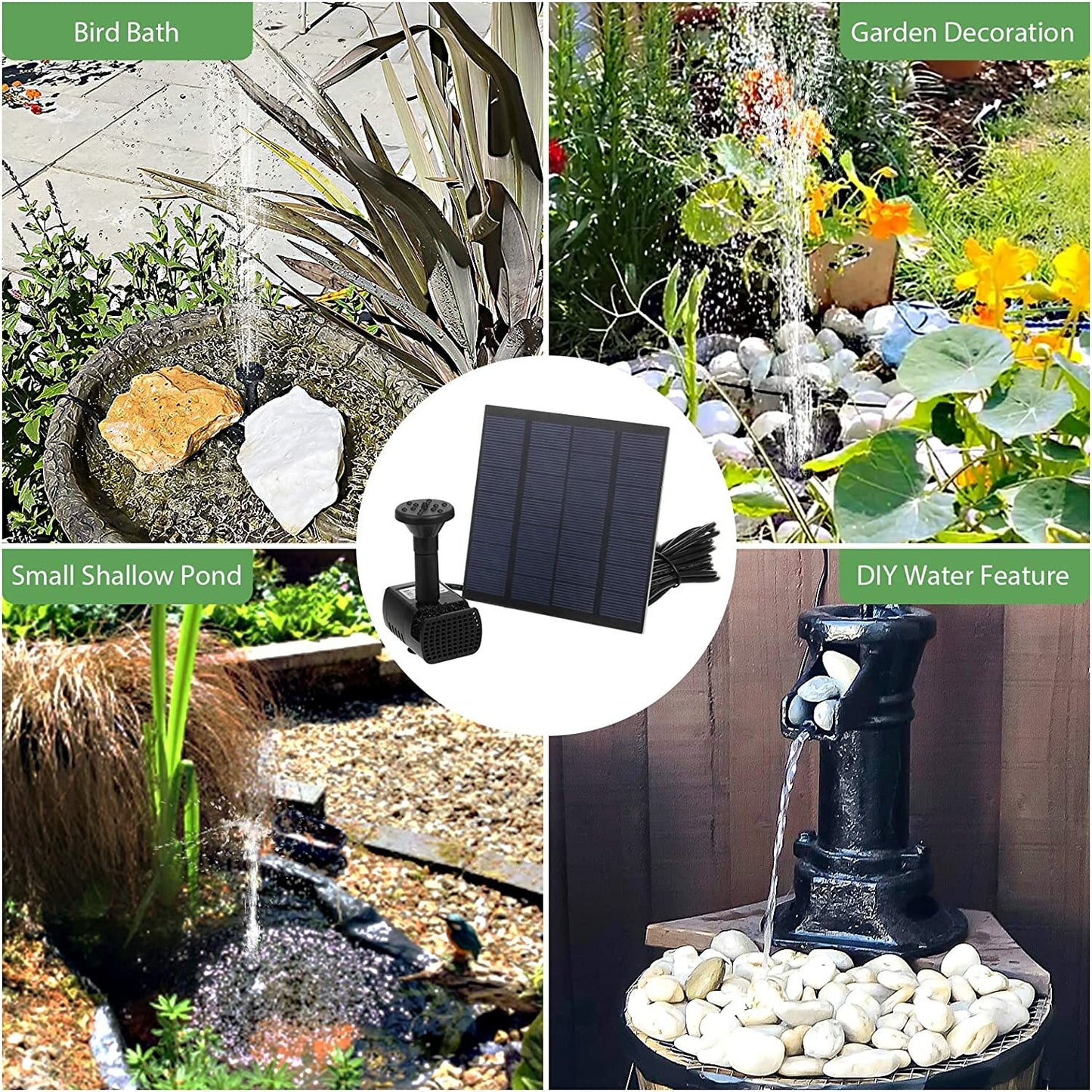 GOCHANGE 1.8W 180L/H Brushless Solar Panel Fountain Water Pump for Garden Pool Pond Aquarium Fountain