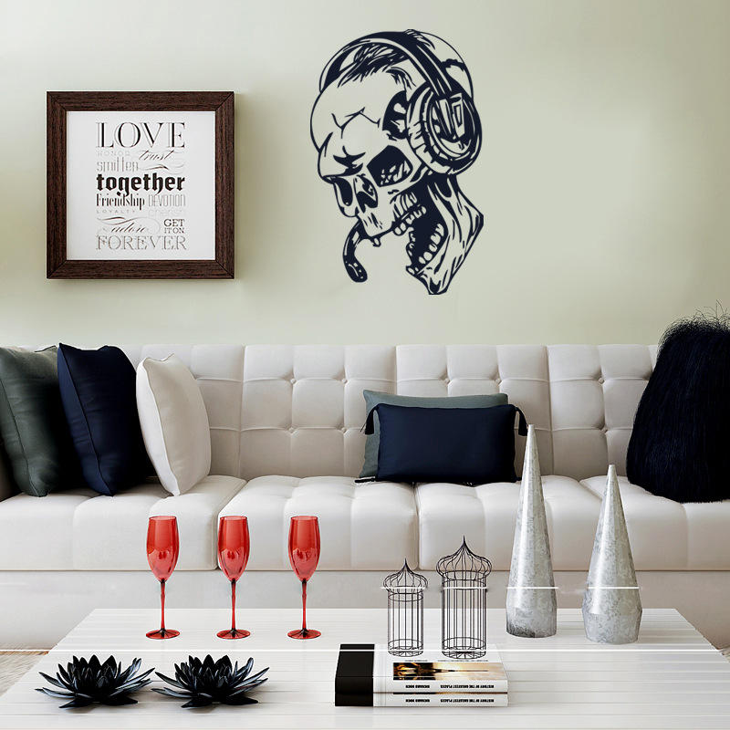 Hallowen Skull Head Showcase Glass Window Decor Wall Sticker Party House Home Decoration