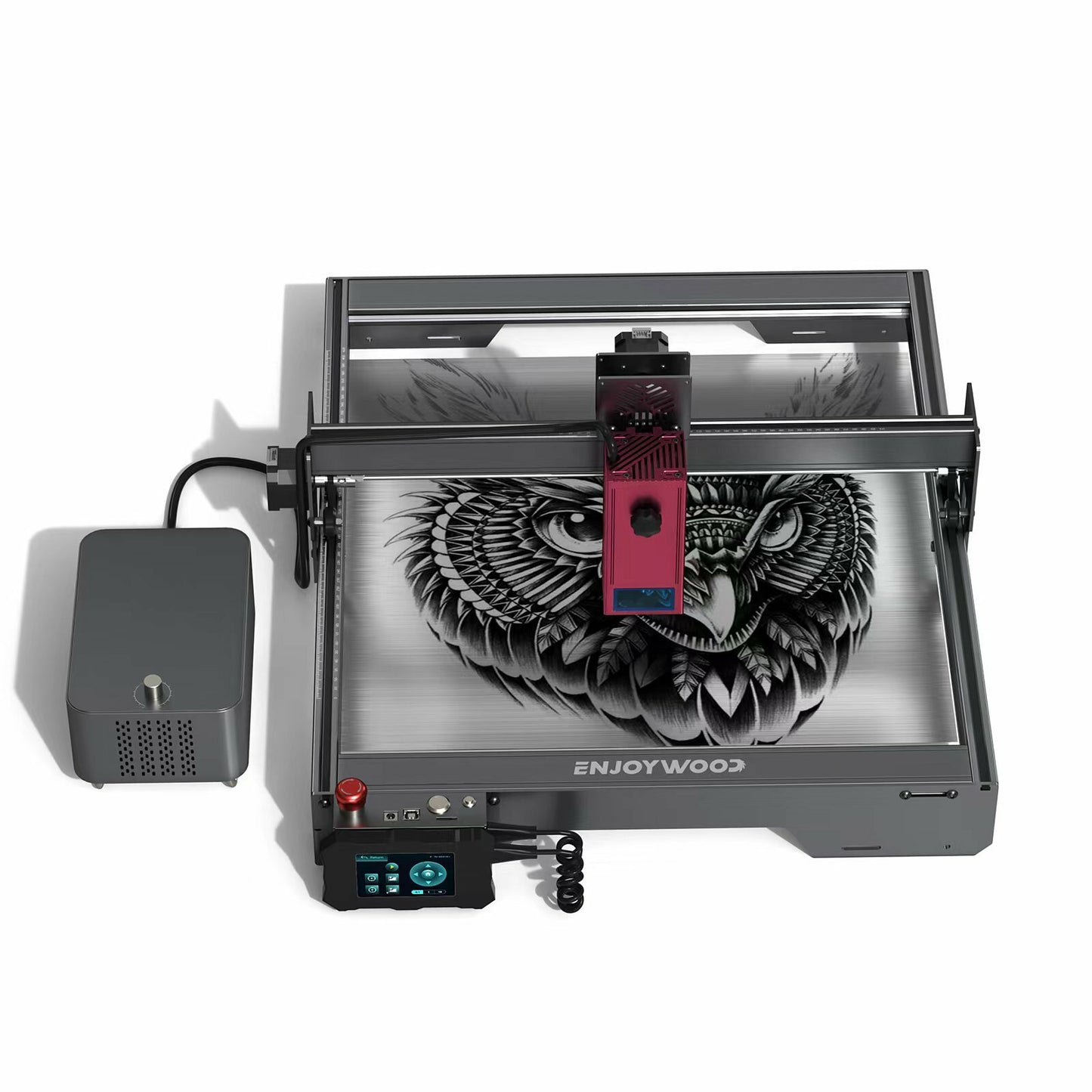 ENJOYWOOD 20W PRO Quad-Laser Engraving Cutting Machine Laser Engraver Built-in Air Assist System 20W Laser Output Power App Control Support Offline Engraving 0.05mm Thick Stainless Steel Cutting Exclusive Color