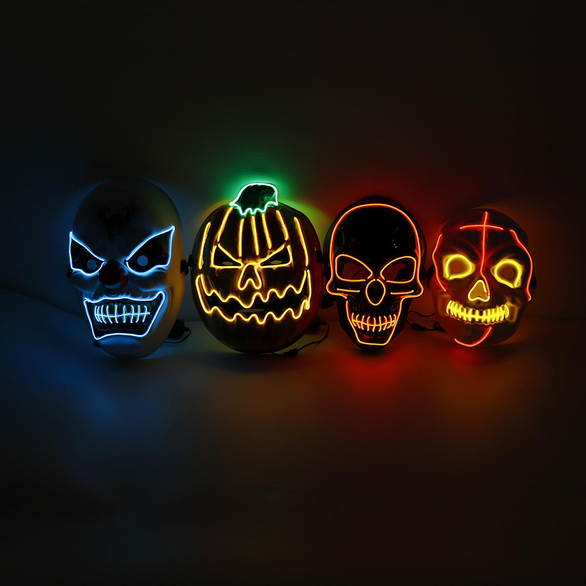4-Modes Scary Mask Cosplay Led Costume Mask EL Wire Light Up for The Purge Movie