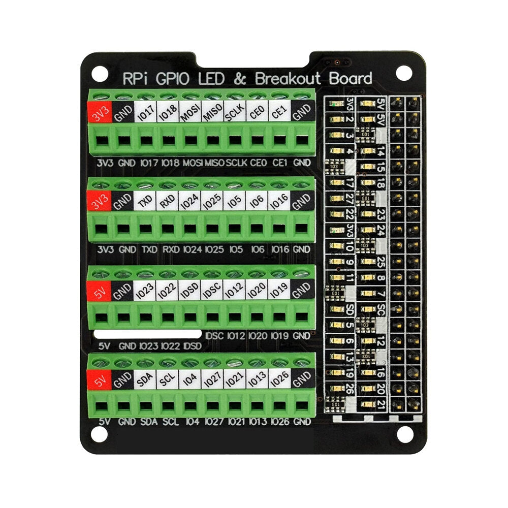 RPi GPIO Status LED and Terminal Block Burst Caps for Raspberry Pi A+ 3A+ B+ 2B 3B 3B+ 4B Terminal Blocks