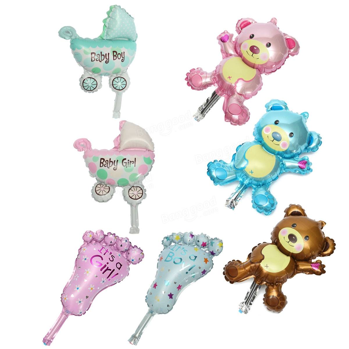 Baby Girl Boy Birthday Party Balloon Stroller Foot Bear Balloons Party Decoration