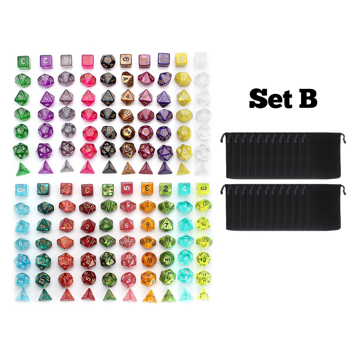 140Pcs/280Pcs Polyhedral Dices for Dungeons & Dragons Desktop Games With Storage Bags