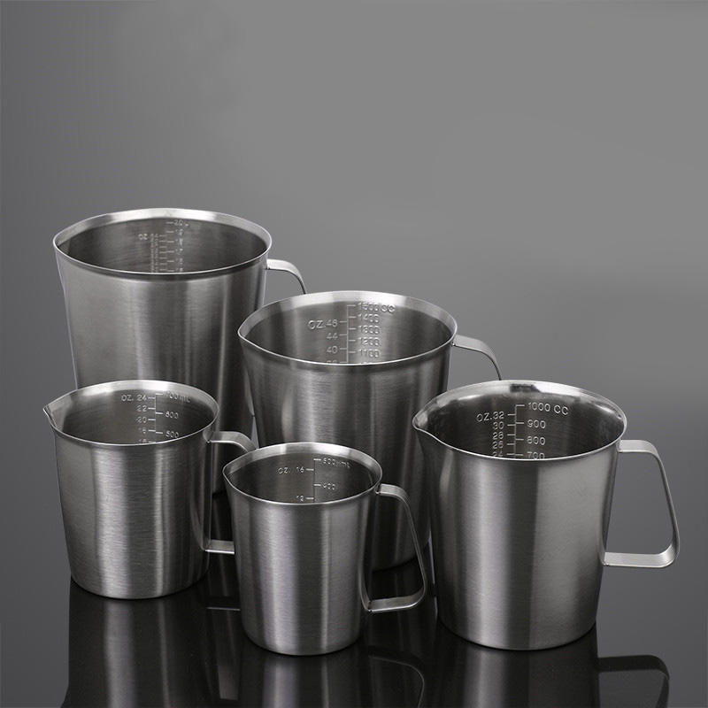 KC-MCup 18/10 Stainless Steel Measuring Cup Frothing Pitcher with Marking For Milk Froth
