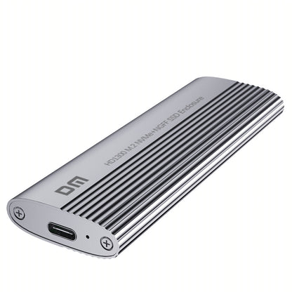 DM Dual Protocol M.2 NVME NGFF SSD Enclosure Case 10Gbps USB3.2 & Type-C Solid State Hard Disk Box HD1300