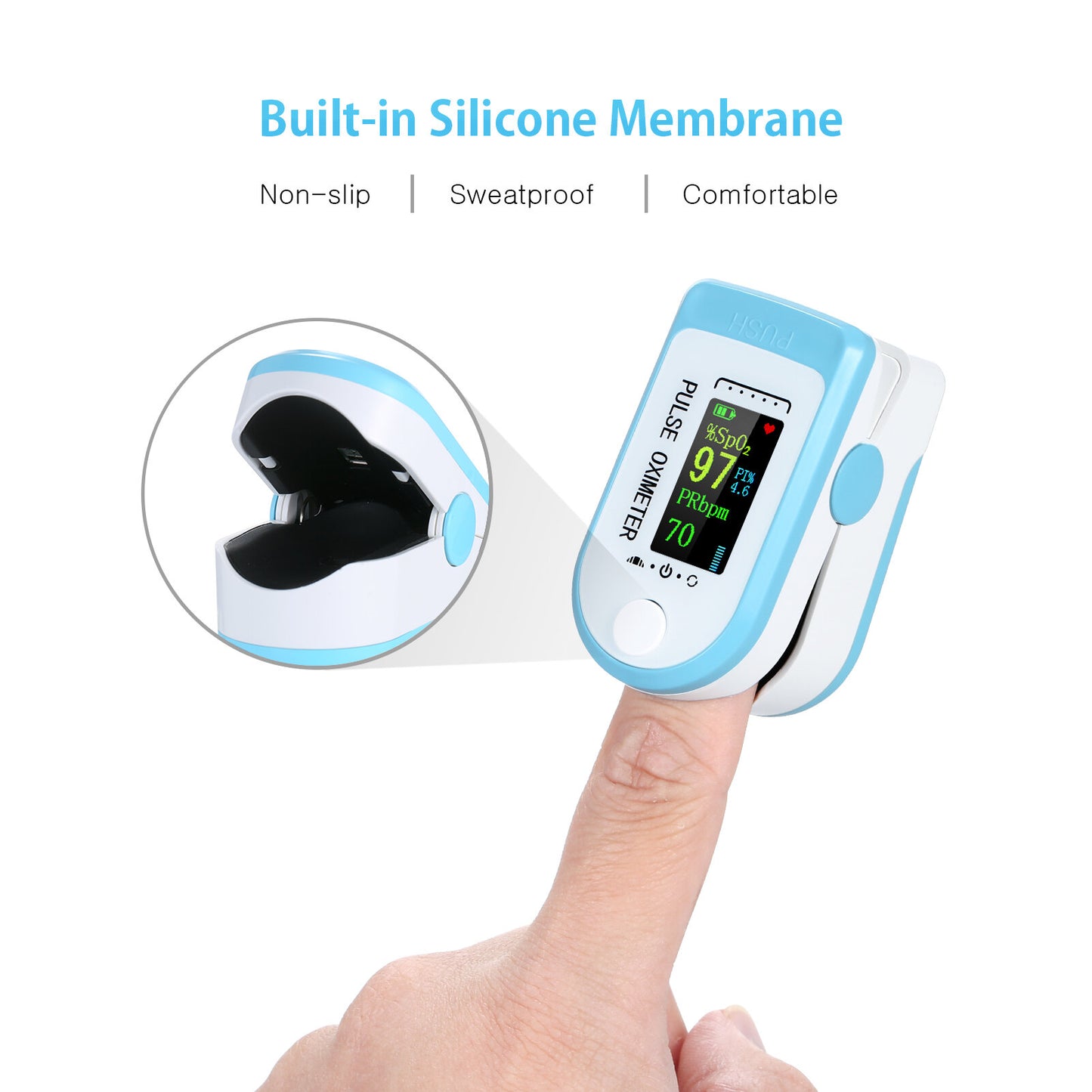 Bluetooth Fingertip Pulse Oximetro SpO2 PR PI Oximeter De Dedo Android IOS APP Blood Oxygen Saturation Heart Rate Detection Oximeter