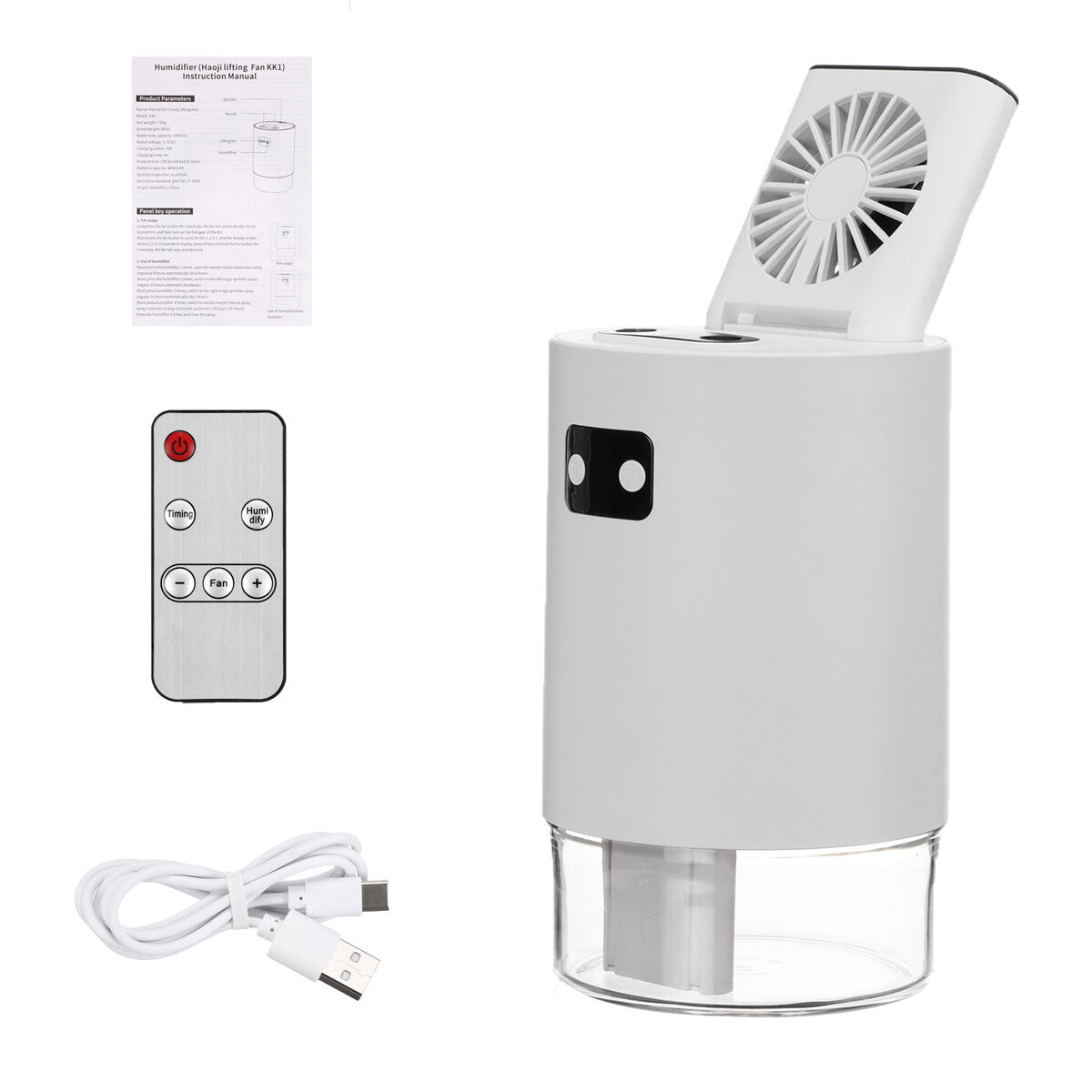 1000ml Portable Summer Cooling Fan Usb Rechargeable Mini