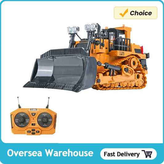 1046  RC Bulldozer 1/24 2.4GHz 9CH RC Construction Truck Engineering Vehicles Educational Toys for Kids with Light Music