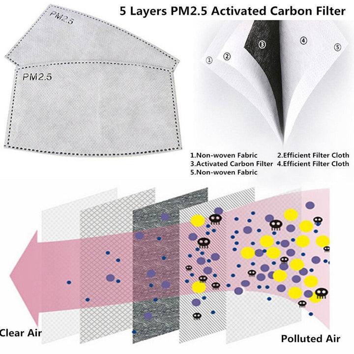 10pcs Pm2.5 Filter Mask Pad Anti Haze Mouth Dust Health Care