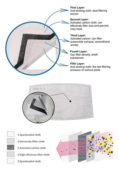 10pcs Pm2.5 Filter Mask Pad Anti Haze Mouth Dust Health Care