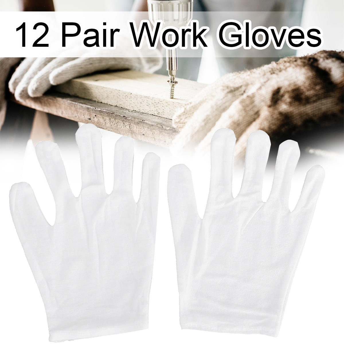 12 Pairs Non-slip Work Gloves Etiquette Cooling Workshop