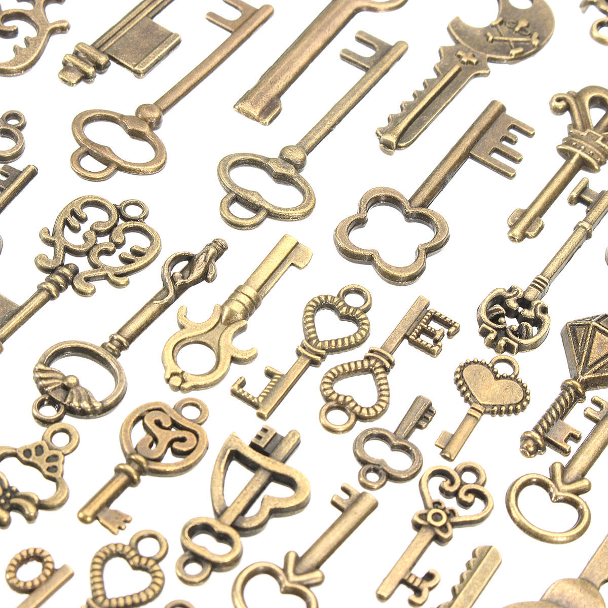 125pcs Vintage Bronze Key For Pendant Necklace Bracelet Diy