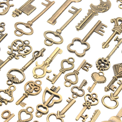 125pcs Vintage Bronze Key For Pendant Necklace Bracelet Diy