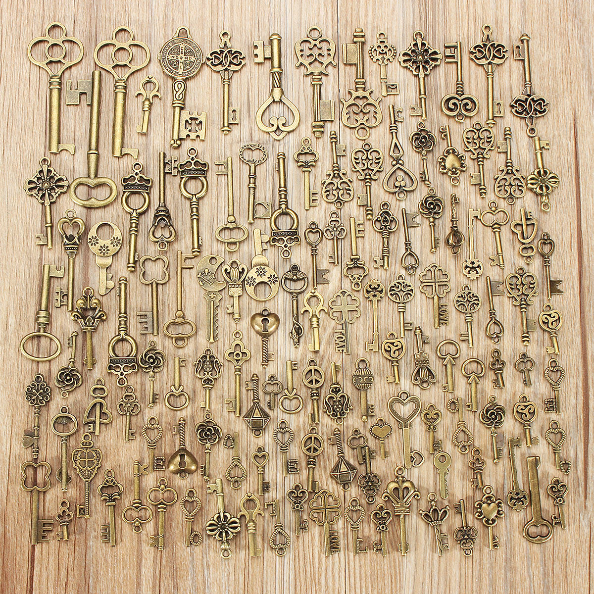 125pcs Vintage Bronze Key For Pendant Necklace Bracelet Diy