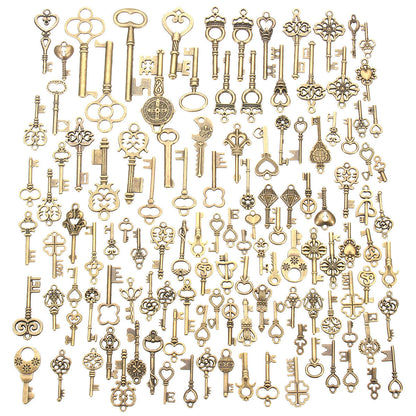 125pcs Vintage Bronze Key For Pendant Necklace Bracelet Diy