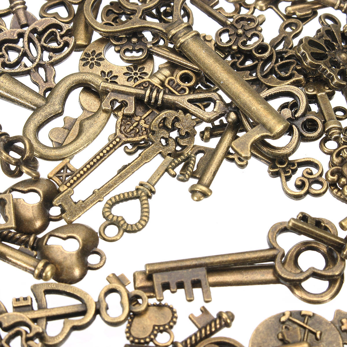 125pcs Vintage Bronze Key For Pendant Necklace Bracelet Diy