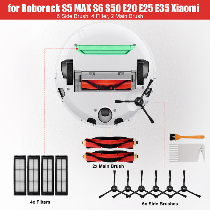 12pcs Replacements For Roborock S5 Max S6 S50 E20 E25 E35
