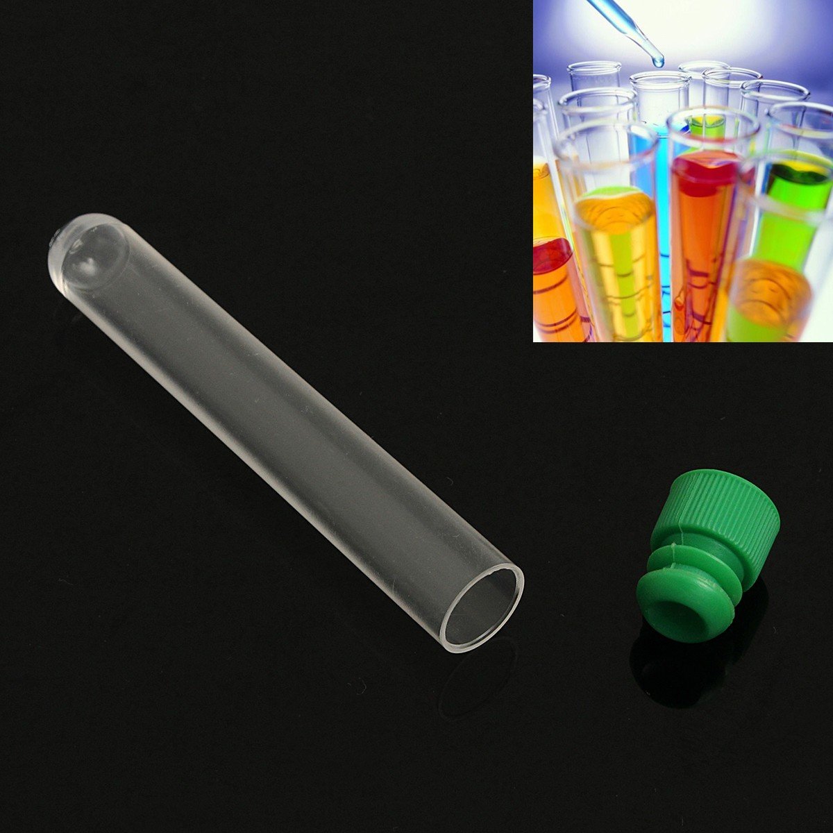 12x75mm Plastic Clear Test Tubes Container With Push Cap Lid