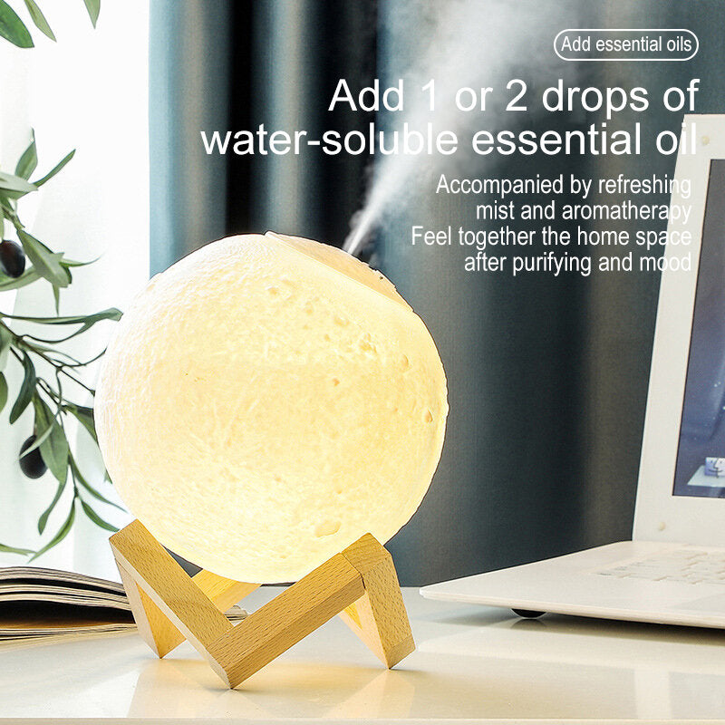 1500ml Air Humidifier 3d Moon Lamp Aroma Essential Oil