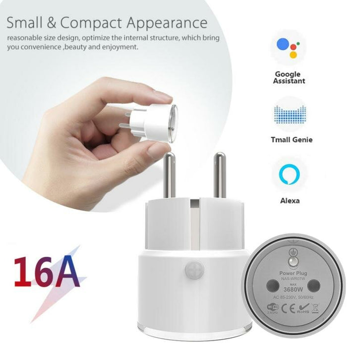 16a Tuya Mini Smart Plug Wifi Socket Fr Type Power Monitor