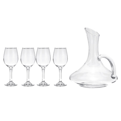 1700ml Crystal Glass Decanter And 4 Cups Elegant Pourer