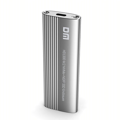 DM Dual Protocol M.2 NVME NGFF SSD Enclosure Case 10Gbps USB3.2 & Type-C Solid State Hard Disk Box HD1300
