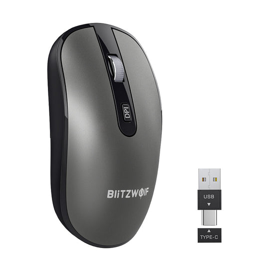 BlitzWolf BW-MO3 Wireless Mouse 2.4GHz bluetooth 3.0/5.0 Triple Mode with USB&Type-C Receiver 2400DPI Noiseless Mouse for Desktop Computer Laptop PC