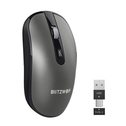 BlitzWolf BW-MO3 Wireless Mouse 2.4GHz bluetooth 3.0/5.0 Triple Mode with USB&Type-C Receiver 2400DPI Noiseless Mouse for Desktop Computer Laptop PC