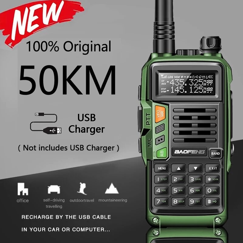 2022 Baofeng Uv-s9 Plus Walkie Talkie Green Yellow Tri-band
