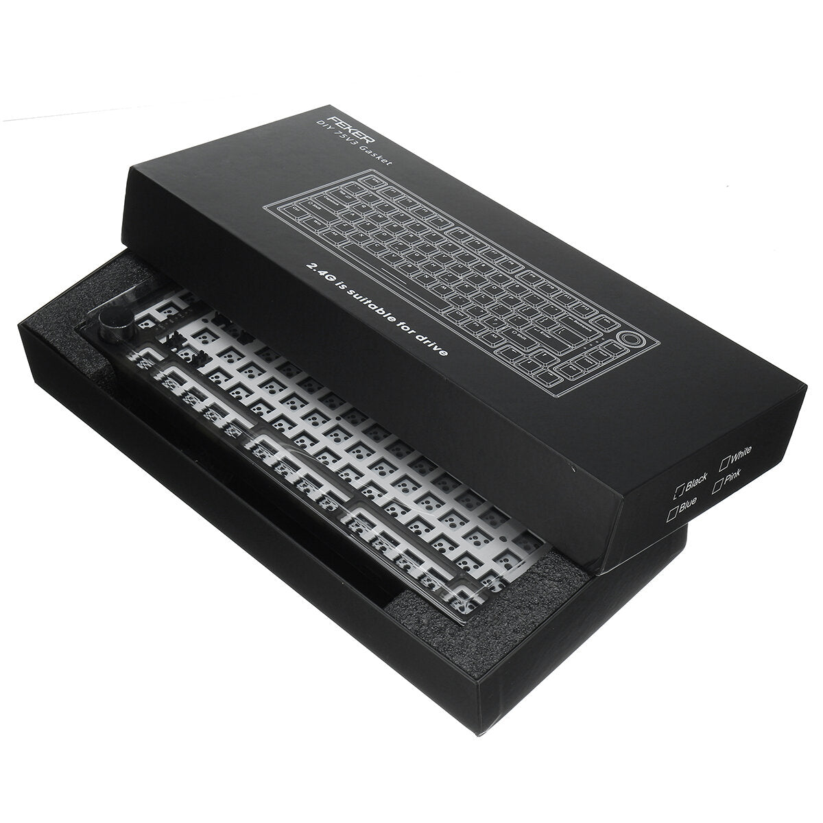 FEKER IK75 PRO Keyboard Customized Kit 82 Keys Hot Swappable 75% RGB Wired bluetooth 5.0 2.4GHz Triple Mode PCB Mounting Plate Translucent Black Case