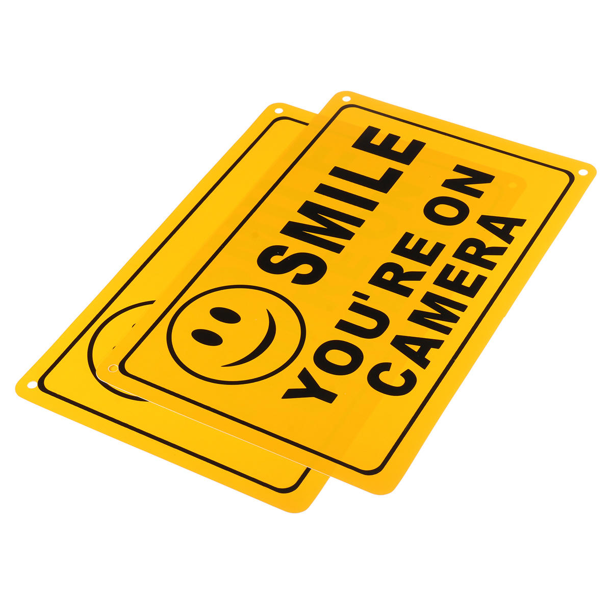 2pcs Smile You’re On Camera Warning Security Yellow Sign