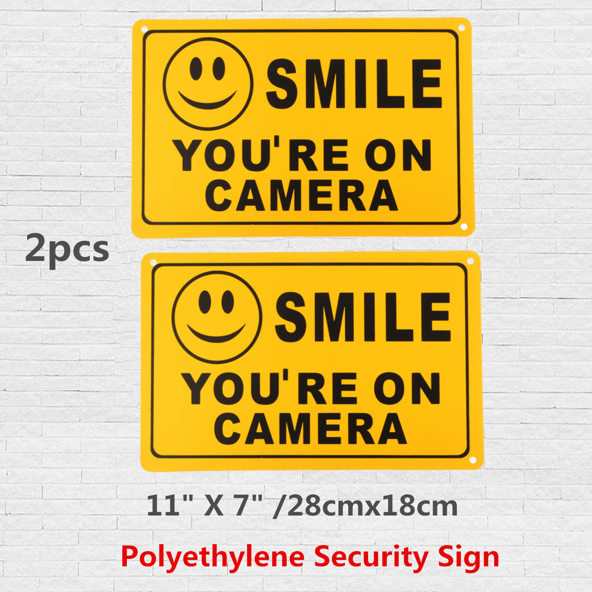 2pcs Smile You’re On Camera Warning Security Yellow Sign