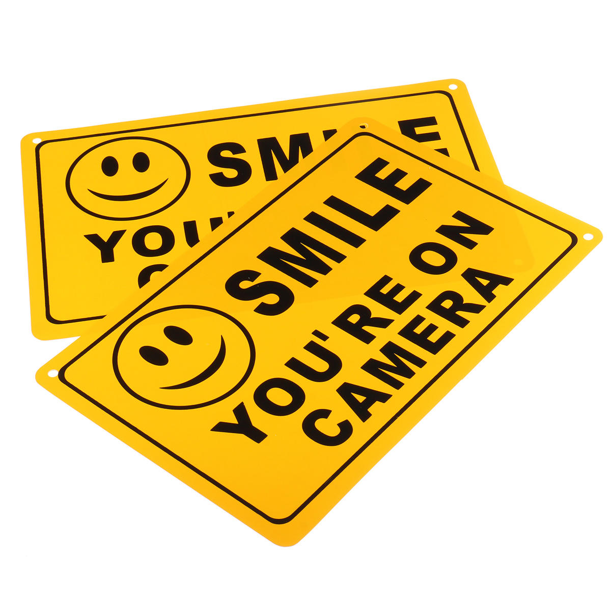 2pcs Smile You’re On Camera Warning Security Yellow Sign