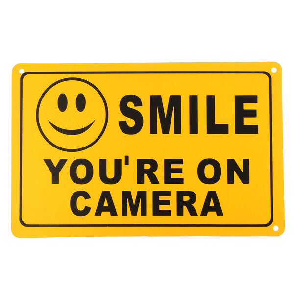 2pcs Smile You’re On Camera Warning Security Yellow Sign