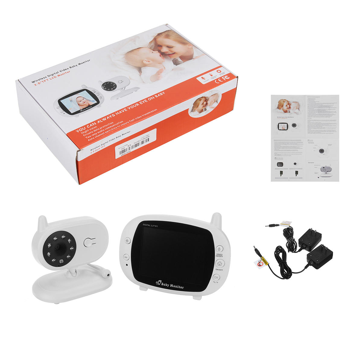 3.5 Inch Baby Monitor 2.4ghz Video Lcd Digital Camera Night