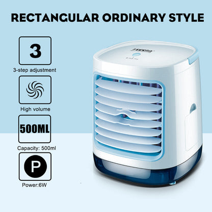 3 Gear Led Mini Air Conditioner Fan Rechargeable Cooling