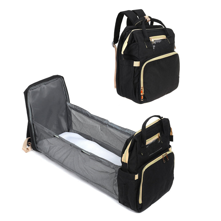 3 In 1 Baby Diaper Bag With Bed Crib Foldable Mummy Backpack