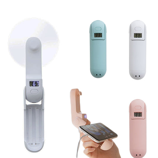 3-in-1 Usb Mini Foldable Fan With Built-in Power Bank Phone