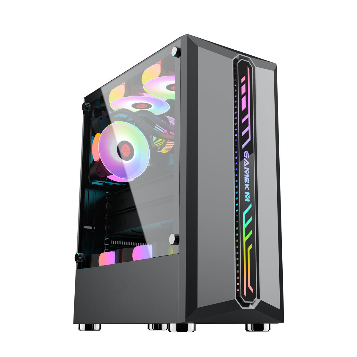 GAMEKM Computer Case Mid-Tower ATX/M-ATX/ITX Acrylic Side Panel RGB Gaming Computer PC Case USB 3.0/USB 2.0/HDD/SSD for Desktop PC Computer
