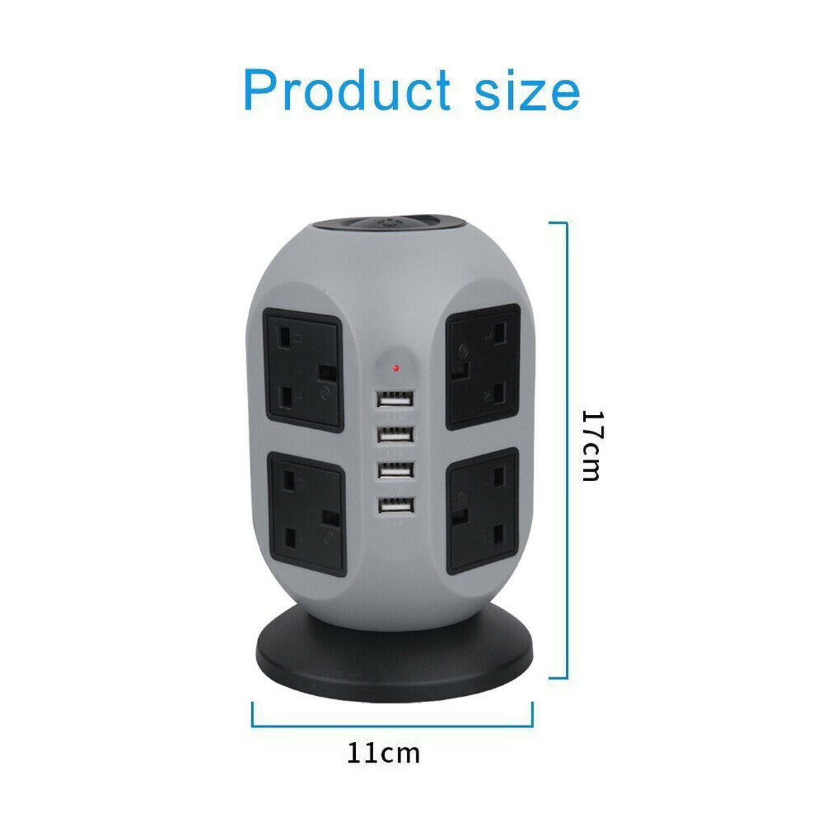 3m Extension Lead Cable Surge Protected Tower Power Socket