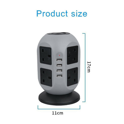 3m Extension Lead Cable Surge Protected Tower Power Socket
