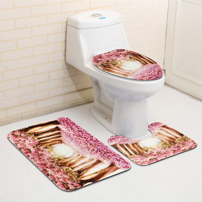 3pcs/set Sakura Pattern Home Bathroom Non-slip Pedestal Rug
