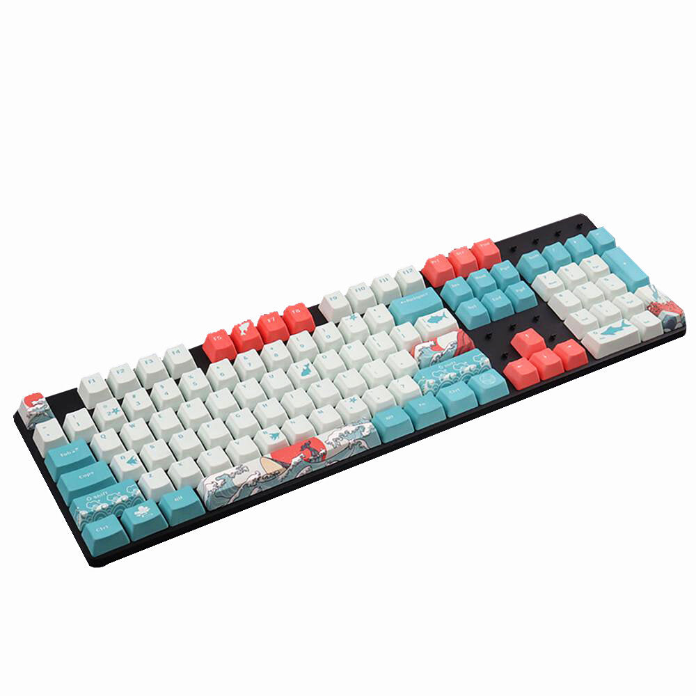 108 Keys Coral Sea Keycap Set OEM Profile PBT Dye-Sublimation Suspension Keycaps for Mechanical Keyboard
