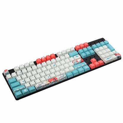 108 Keys Coral Sea Keycap Set OEM Profile PBT Dye-Sublimation Suspension Keycaps for Mechanical Keyboard