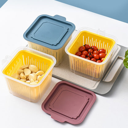 4pcs Kitchen Storage Boxes Plastic Rice Food Drain Seal