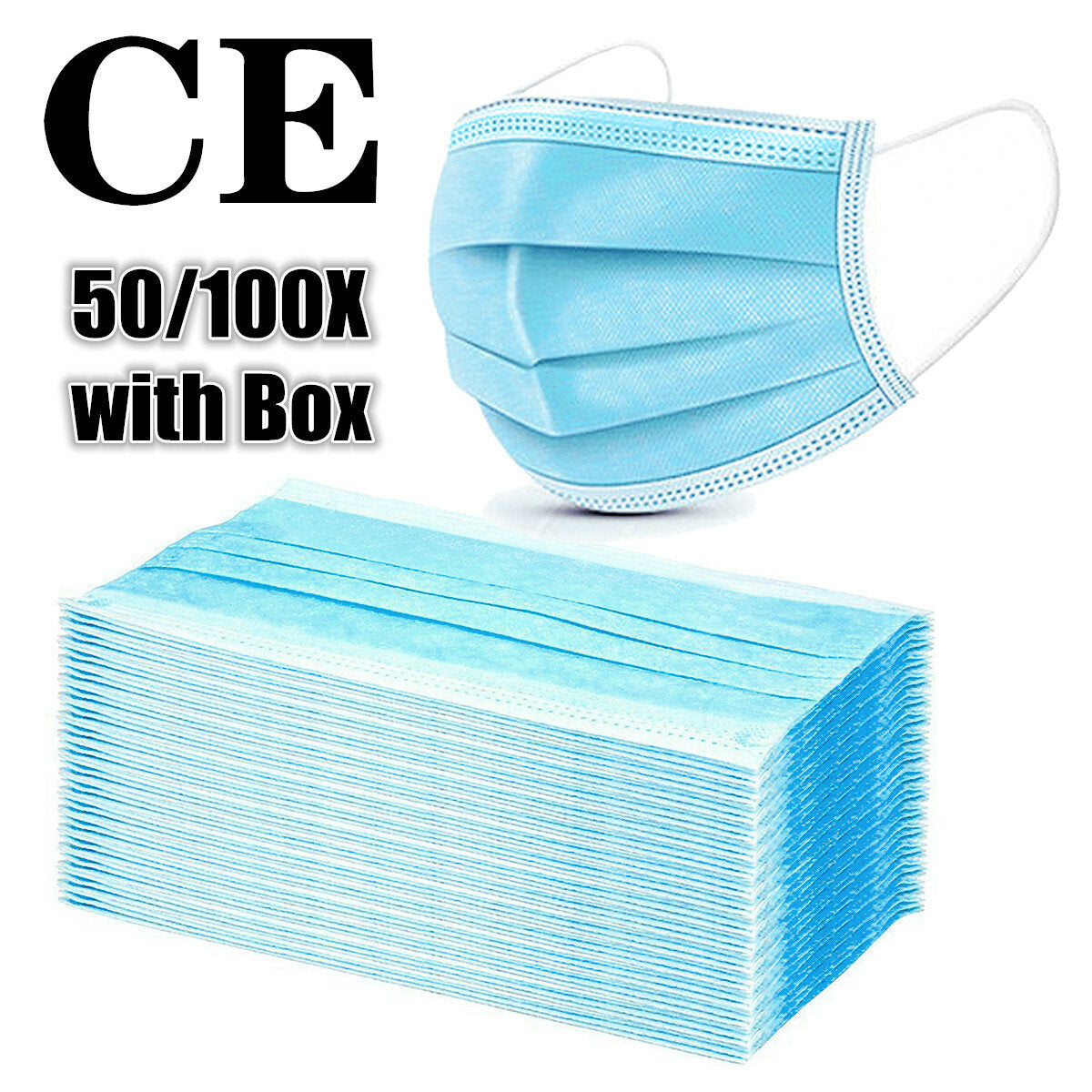 50pcs Disposable Face Mask 3 Layer Protective Anti-dust