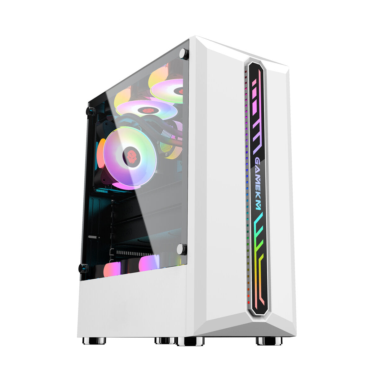GAMEKM Computer Case Mid-Tower ATX/M-ATX/ITX Acrylic Side Panel RGB Gaming Computer PC Case USB 3.0/USB 2.0/HDD/SSD for Desktop PC Computer
