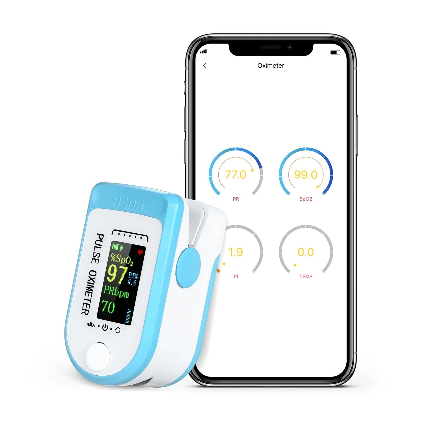 Bluetooth Fingertip Pulse Oximetro SpO2 PR PI Oximeter De Dedo Android IOS APP Blood Oxygen Saturation Heart Rate Detection Oximeter
