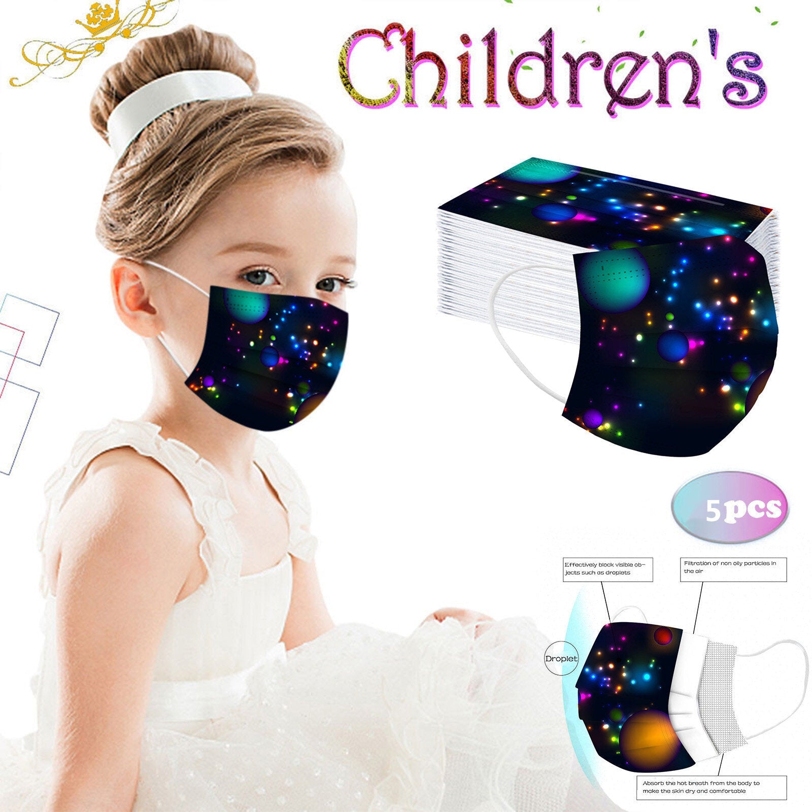 5pcs Children Kid Face Mask Anti-dust Filter Washable For