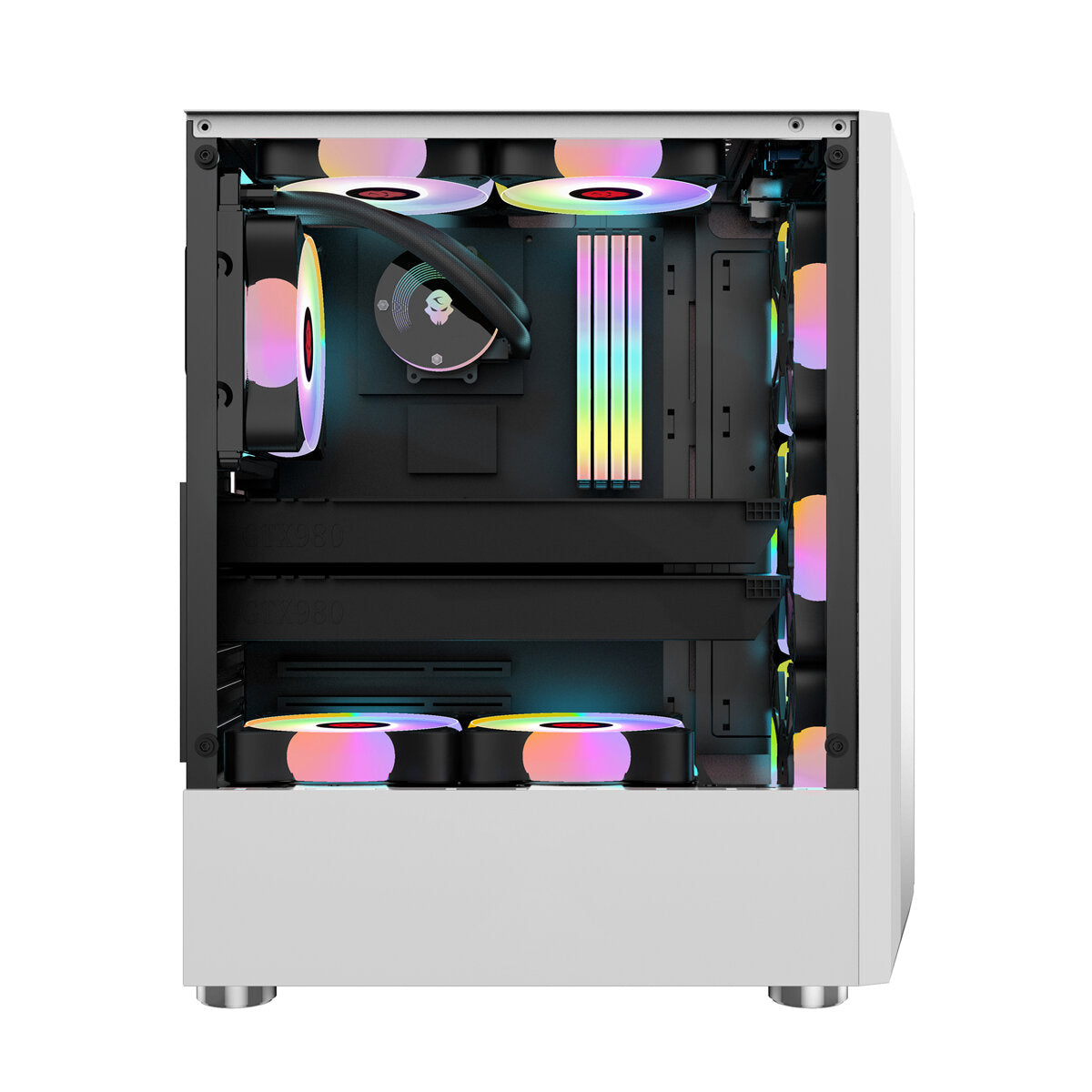 GAMEKM Computer Case Mid-Tower ATX/M-ATX/ITX Acrylic Side Panel RGB Gaming Computer PC Case USB 3.0/USB 2.0/HDD/SSD for Desktop PC Computer